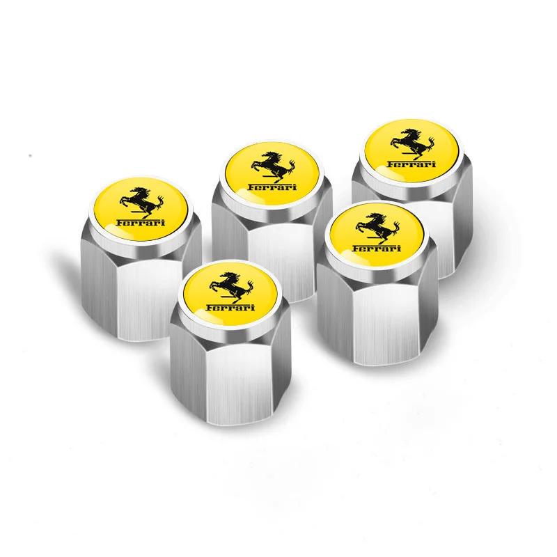 5Pcs Car Wheel Tire Valve Caps Metal Stem for Ferrari Roma 488 Portofino F8 Roma Spider SF90 458 488 599 612 FF F12 Accessories HS9