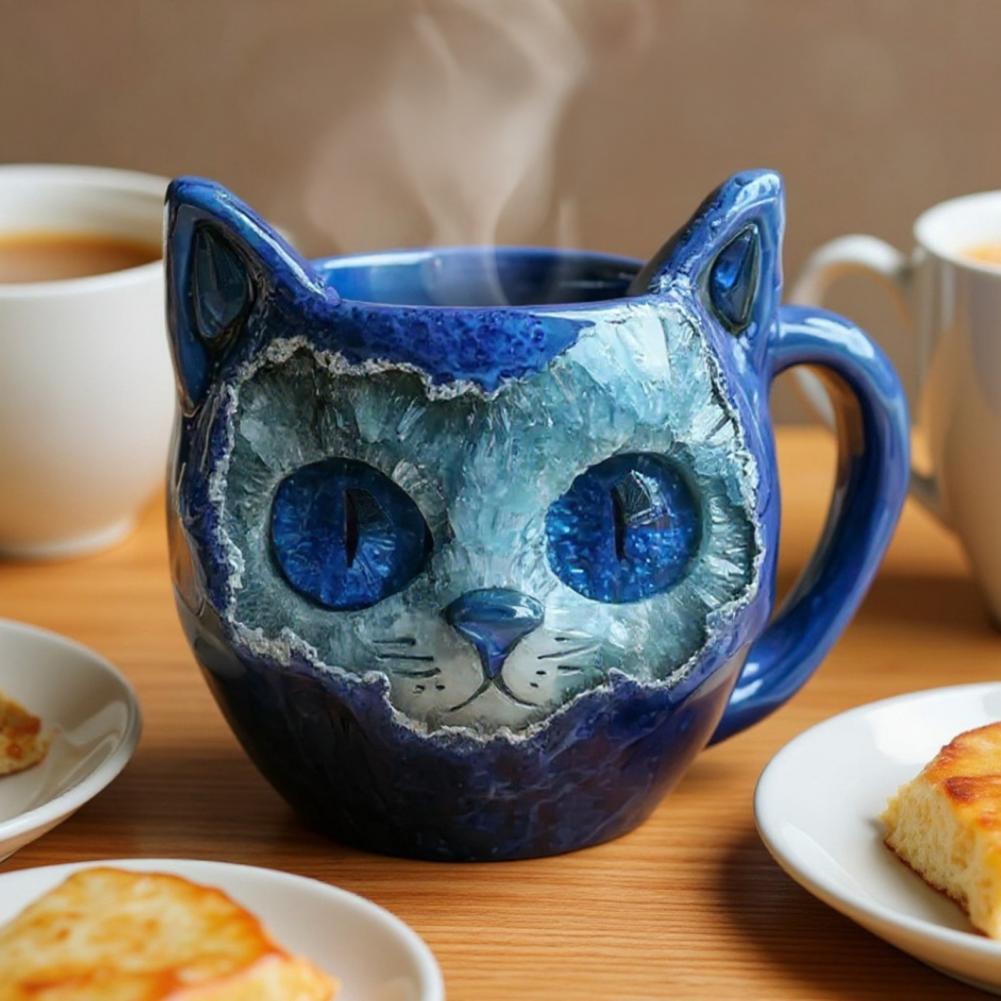 Harts Kattkopp Geod Kattkopp Unik Handgjord Faux Kattansikte Mugg Geod Kattungekopp Harts Kaffe Tekoppar Konstnärlig Dekor för Familj