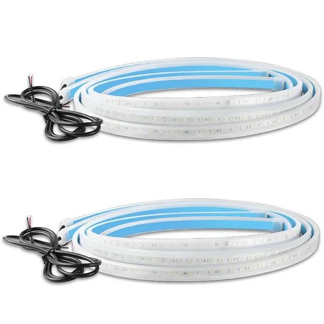 2pcs LED Car Door Opening Welcome Light Strips Flexible 120cm White Red Warning Strobe Decoration Atmosphere Ambient Lamp 12v