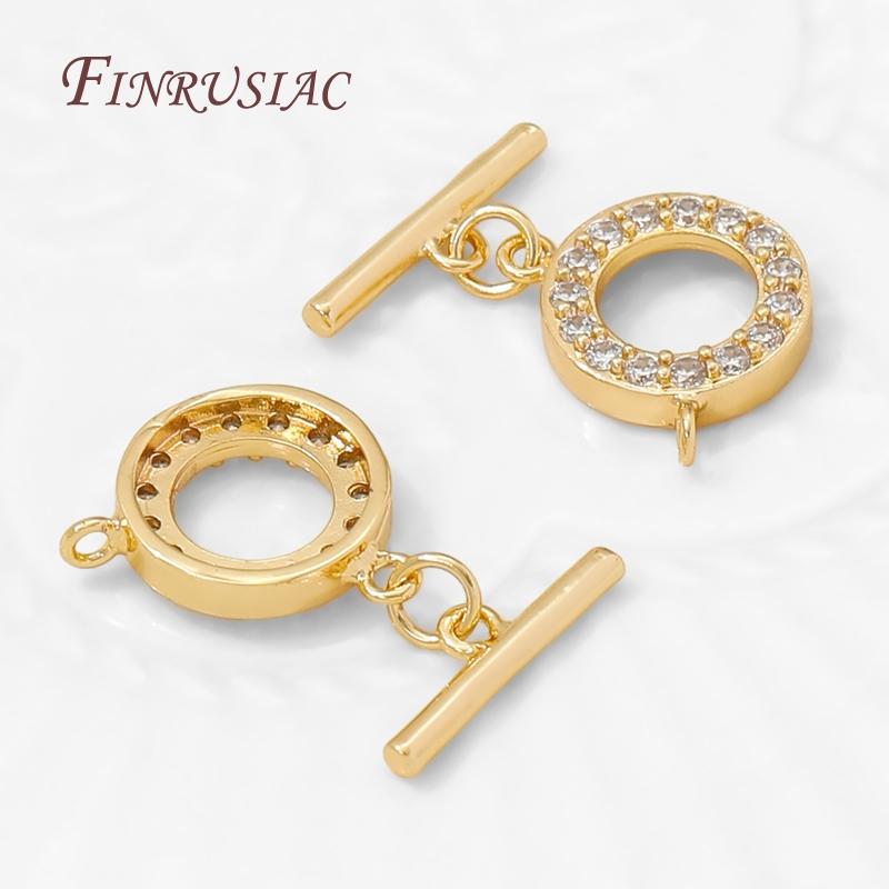 18K Gold Plated Toggle Clasps For Jewelry,Locks For Bracelets,Brass with Zircon OT Clasp,DIY Necklace Making Accessories