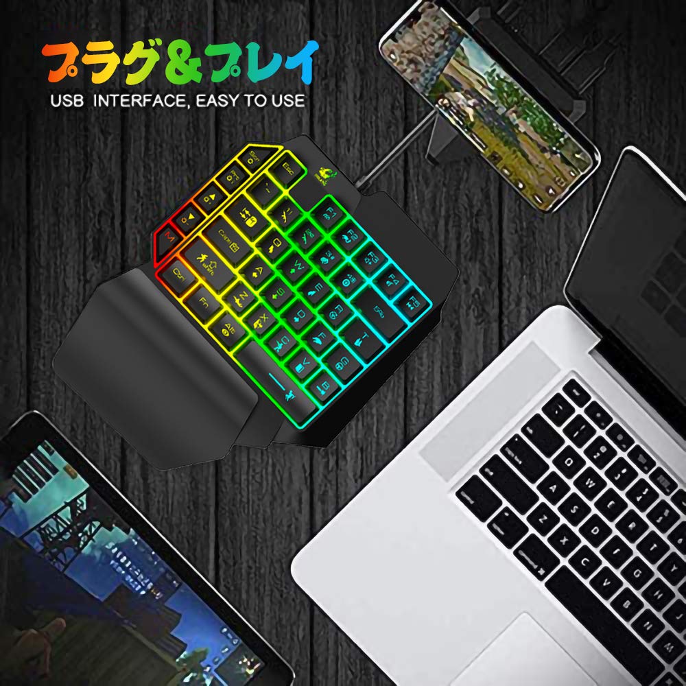 Mecânico com teclado dedicado rato RGB teclado de rato para jogos adaptador USB arco-íris 5 função multimédia portátil mini único jogador com pulso para