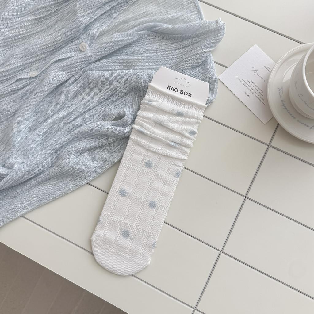 26 Spring And Summer Socks Women'S Blue And White Fresh Girls Socks Summer Thin Mesh Hollow Tube Stacking Socks