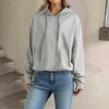 Women's Loose Long Sleeved Pullover With Drawstring And Pocket Hooded Solid Color Hoodie