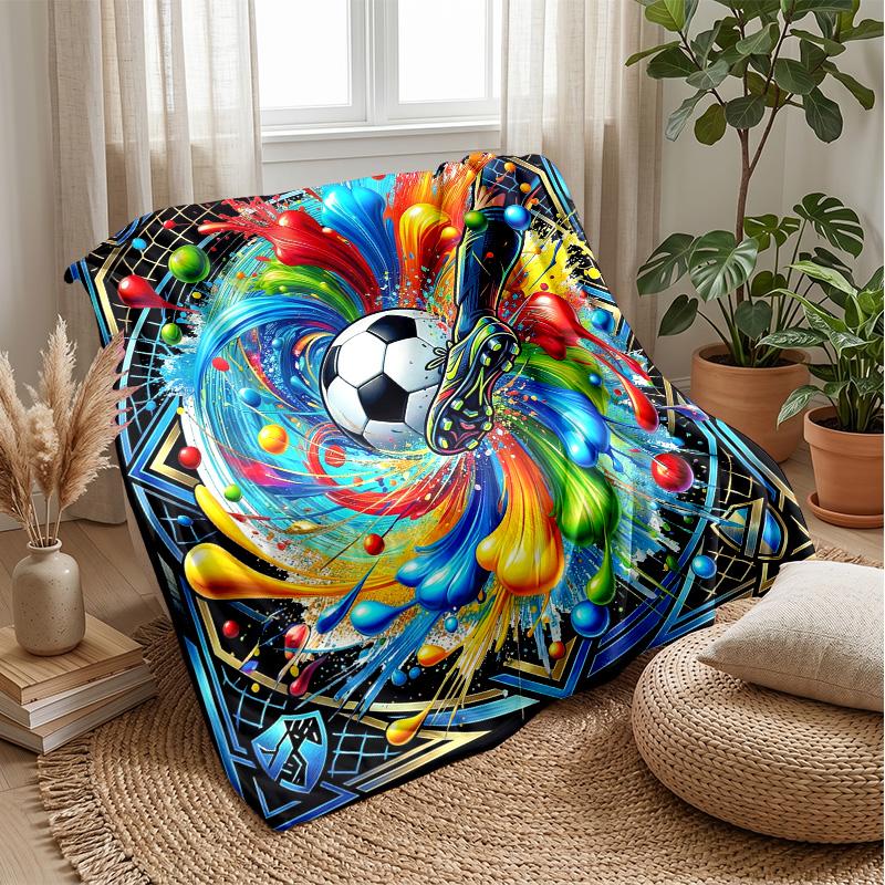 Soccer Art Energy Theme blanket Lightweight Warm Flannel Blanket Decorative Throw Blanket for Home Decoration