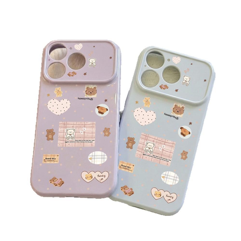 Bear Illustration Love Applies To iPhone17/16/15 iPhone Case 14 Side Love 13 Anti-drop 12