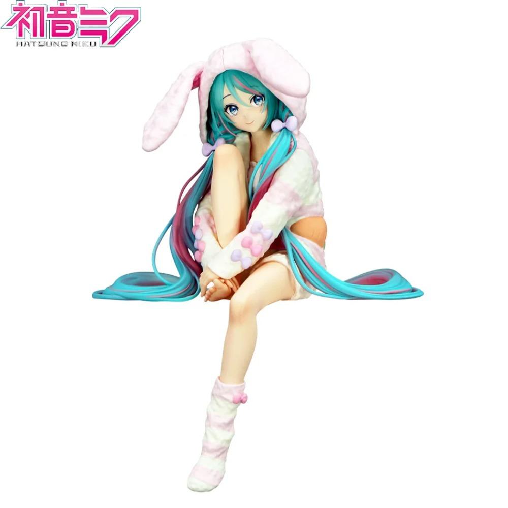15CM Anime HATSUNE MIKU Figure Noodle Stopper Figure Rabbit Ear Pajamas Model Toy Doll Aciton Figure Collection Gift PVC