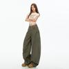 Autumn Khaki Scimitar High-Street Drapey Wide-Leg Jeans for Women