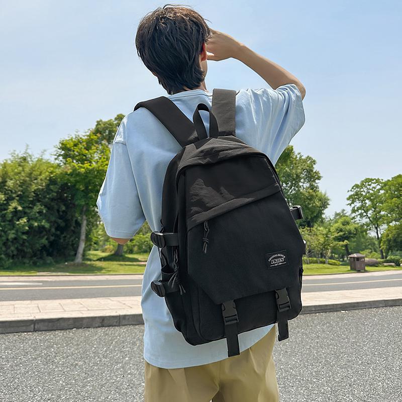 Junior High School Student Schoolbag Men's Solid Color Backpack Women's Travel Backpack