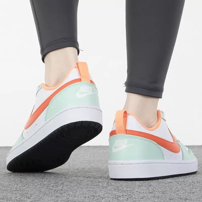 Nike Court Borough Low 2 GS Mint Foam Safety Orange Kids Sneakers White Dark-Pony Bright-Mandarin FN3687-181