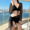 Women's 2025 High-End Four-Piece Long Sleeve Swimsuit Set – Sexy, Elegant, Vacation-Ready Split Bikini & Hot Spring Style