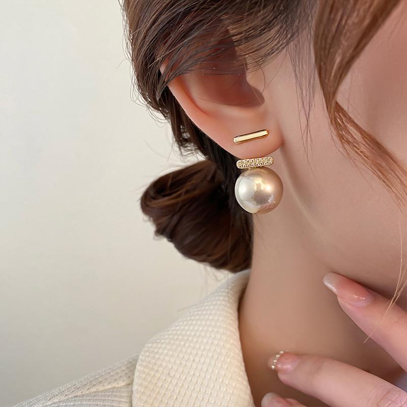Elegante Franse Hepburn Parel & Zirkonia Oorbellen: Tweerichtingskleding voor dames