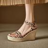 Fashion Genuine Leather Summer Platform Sandals Women Peep Toe High Wedges Heel Ankle Buckles Sandalia Espadrilles Female Sandals Shoes
