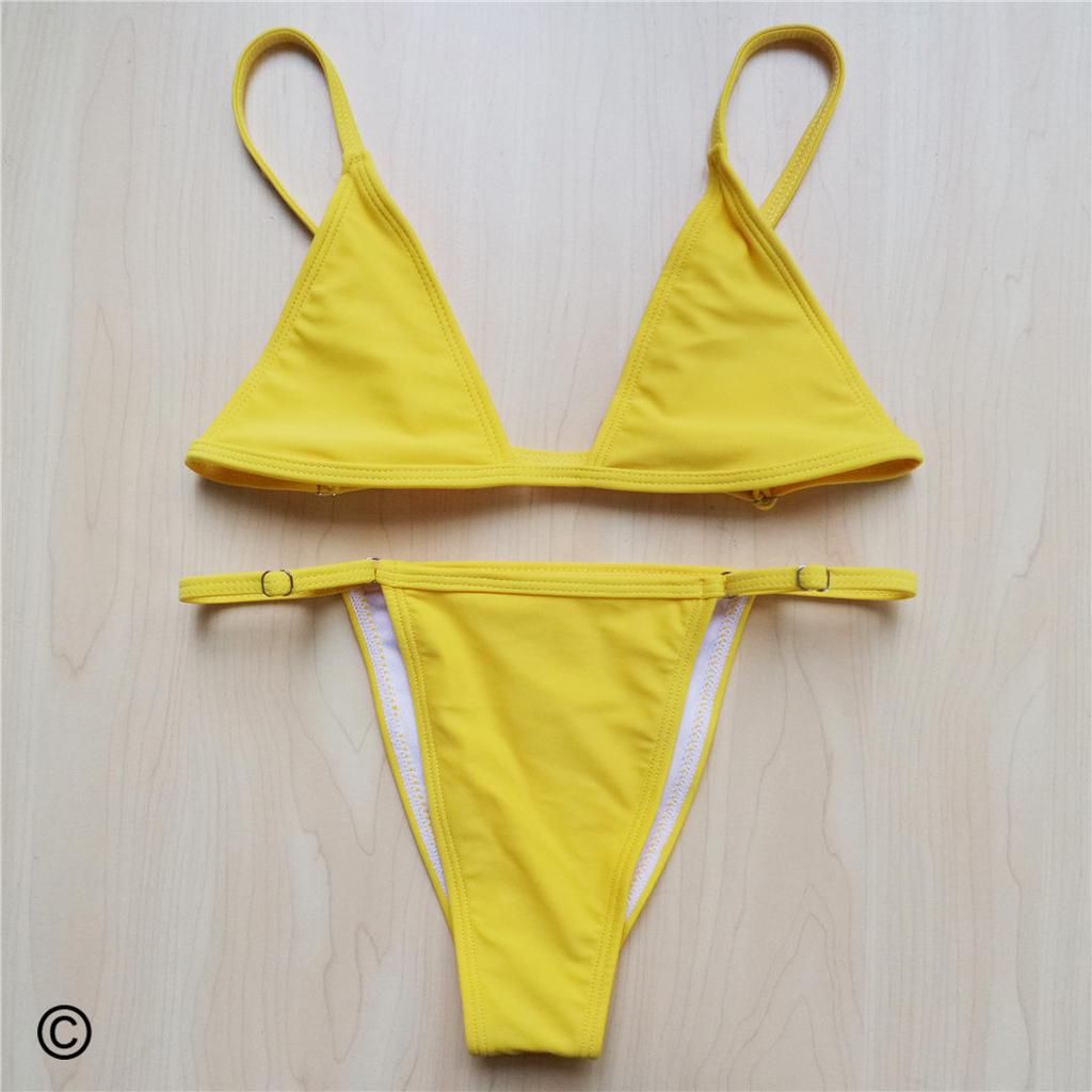 Extrem dünner Mini-Mikroverstellbarer Träger Bikini Damen Badeanzug Damen Bademode Zweiteiliges Bikini-Set Badeslip Badeanzug V516C