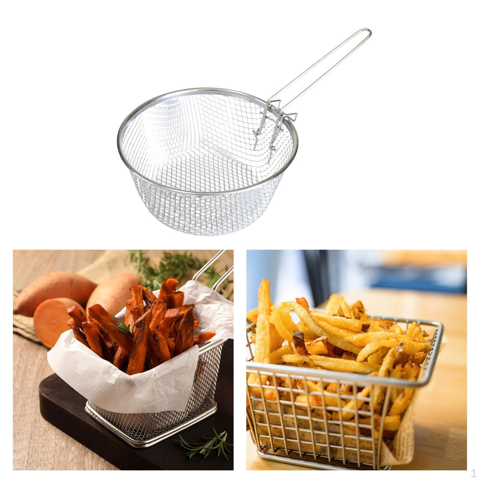 

Ситечко для корзины для жарки, многофункциональная сетчатая посуда из нержавеющей стали с защитой от ожогов basket with rim