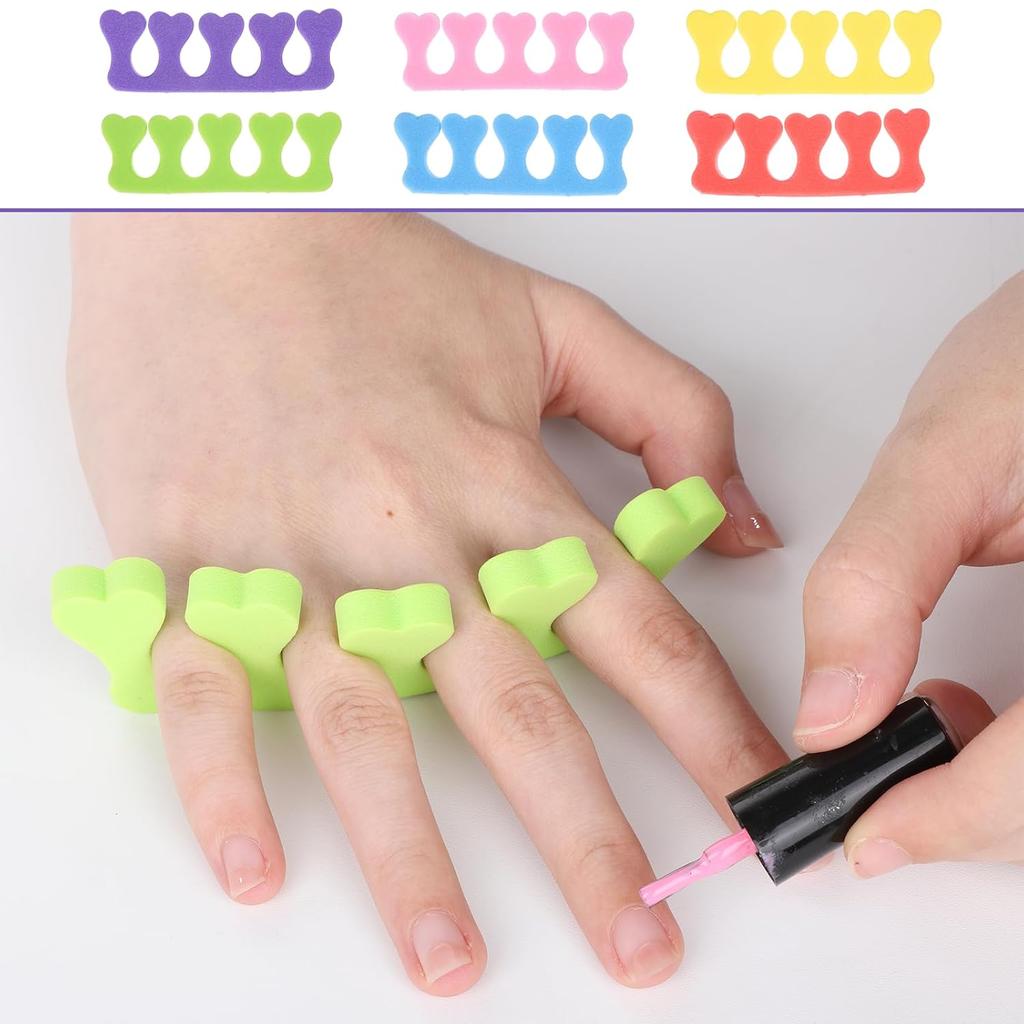 24 PCS Pedicure Toe Separators, Soft Foam Toe Dividers, Colorful Heart Pedicure Tools Set for Nail Polish Professional Manicure Spa Tools for Men