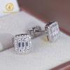 Women Luxury Gold Plated 925 Sterling Silver Iced Out Baguette VVS Moissanite Halo Stud Earrings for Men Hip Hop Diamond Studs