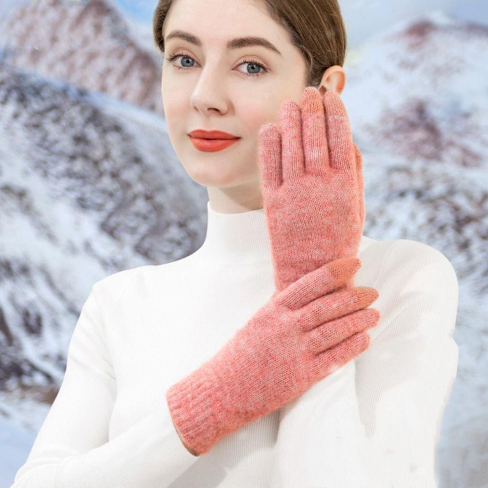 

Full Finger Women Knitted Gloves Solid Color Touch Screen Gloves Harajuku Warm Mittens Women