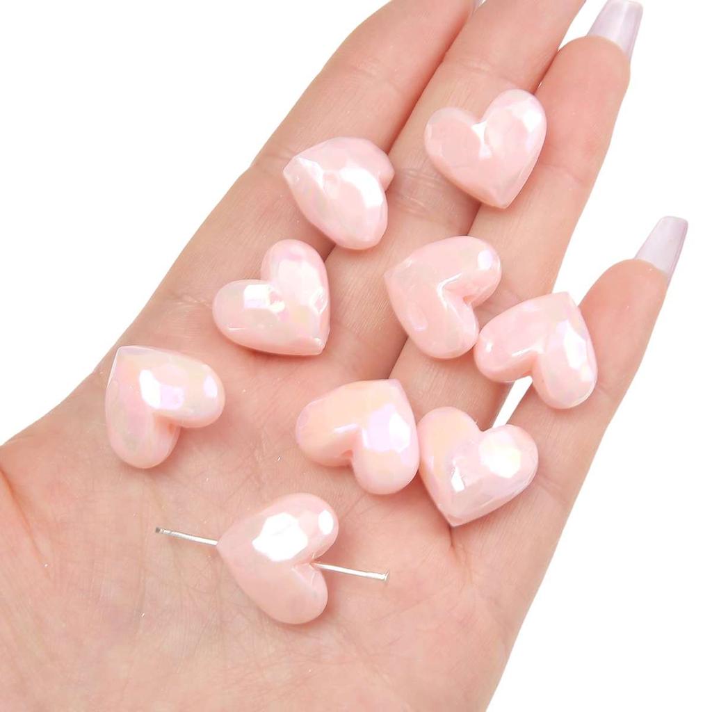 [19X17mm] Color-Plated Peach Heart Beads  Cream Heart-Shaped Beads DIY Handmade Jewelry Accessories