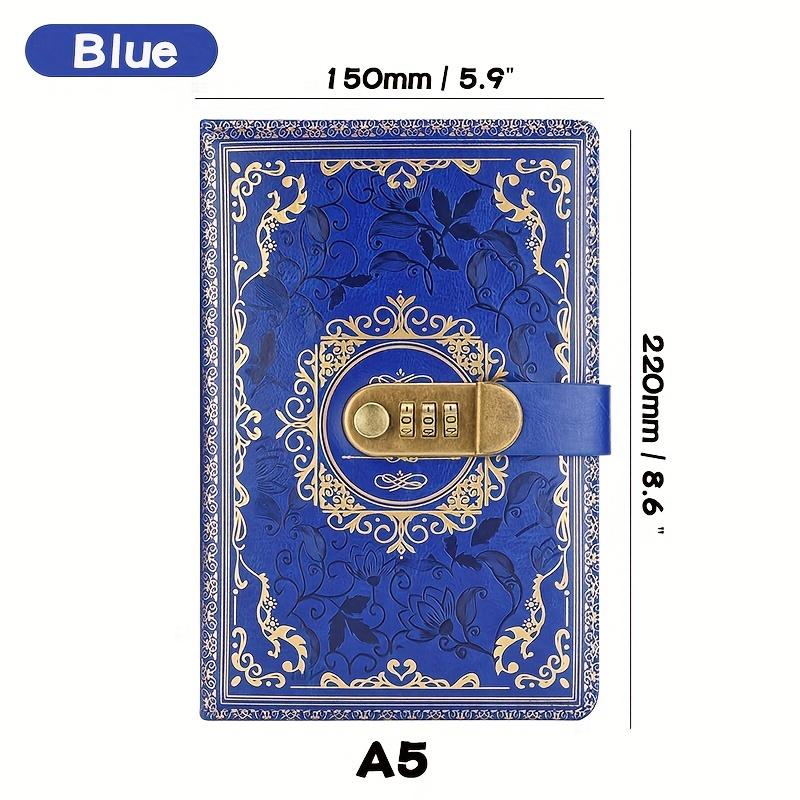 

Цифровой дневник с замком - Дневник формата А5, защищенный паролем, с кодовым замком, 200-страничная секретная тетрадь из искусственной кожи для подростков, подарок синий