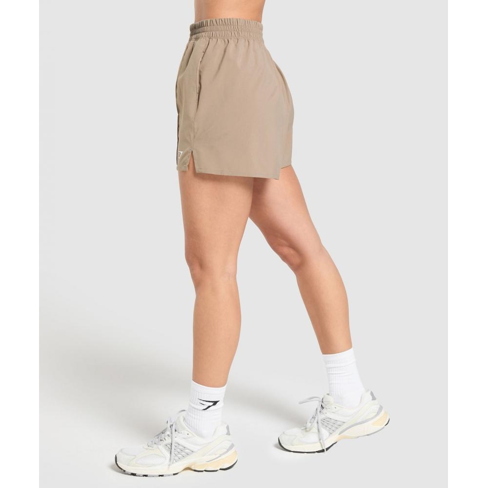 Gymshark Pintuck Shorts Lifestyle Brown B8a6m Nc0s