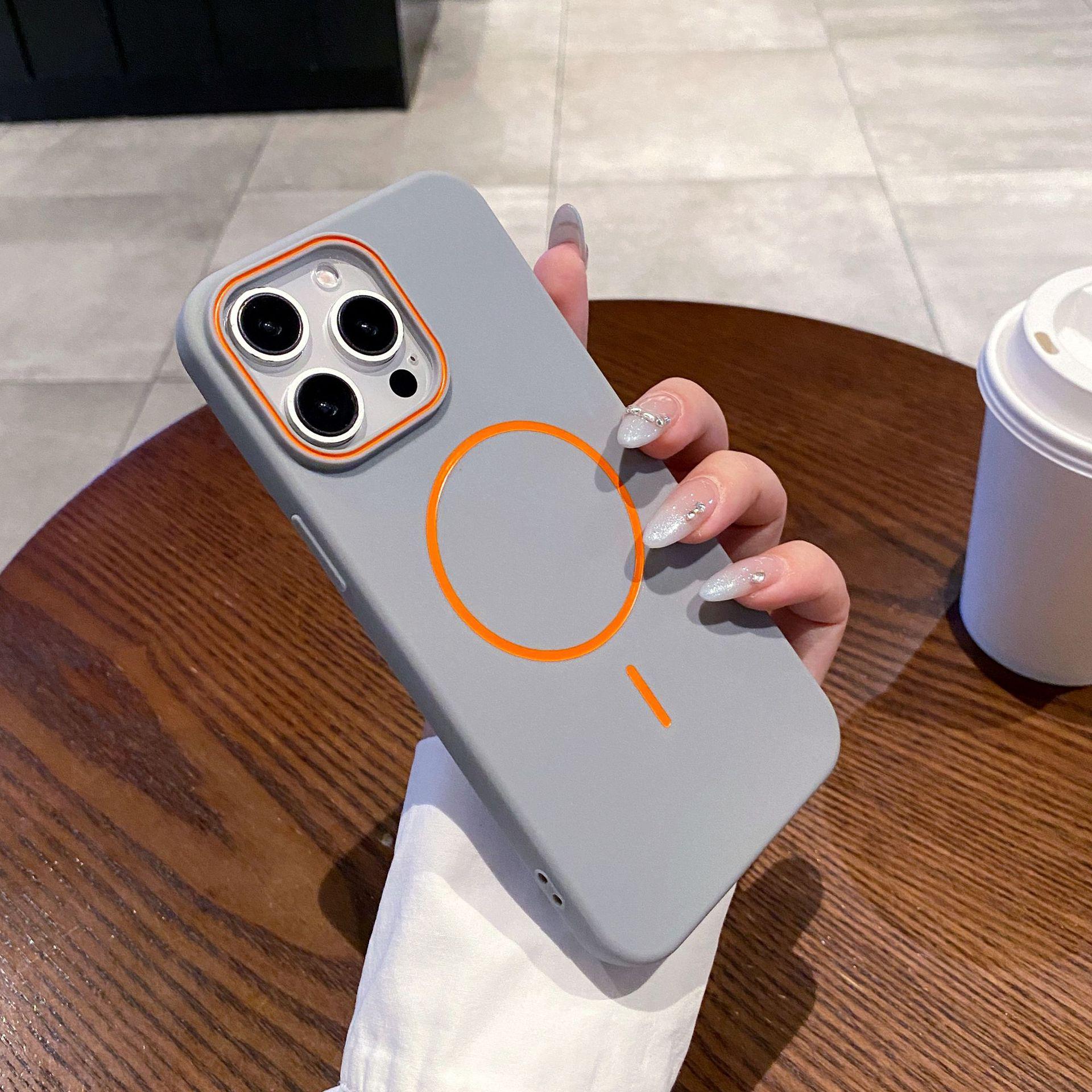 

Apple 16 Pro Max Color-Block Thin Magnetic Ring Case for iPhone 15 Pro - Drop Oil, Skin-Feel TPU Soft Cover iPhone 13