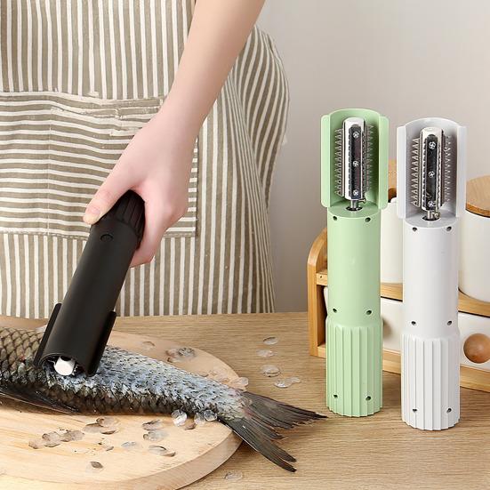 Yousheng Fish Scale Machine Handheld Fish Scaler Coconut Grater Splash-Proof Design Fish Scale Cleaning Tool Fish Descaling Machine grigio