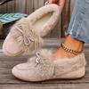 Scarpe Basse Pellicciose Stile Coreano da Donna, Mocassini Slip-On Punta Tonda con Fiocco, Scarpe Invernali Foderate in Peluche Multicolore