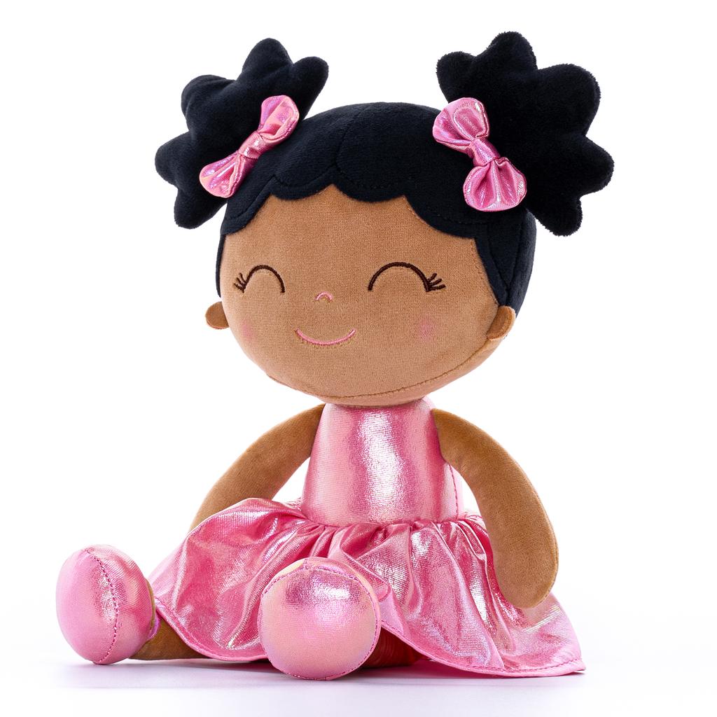 Plush Toys Girl Gifts Baby Girl Plush Doll for Baby's First Birthday Gift Curly Girl Glitter Series 30 Cm Rose Red