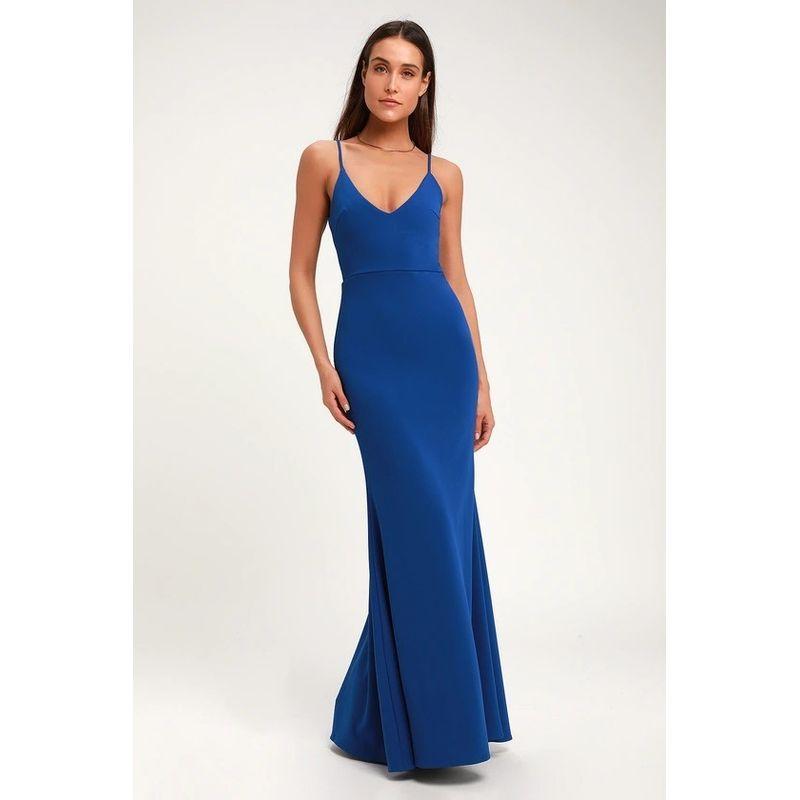 

V Neck Temperament and Beautiful Drop-down Dress Dress Sling Blue XXS