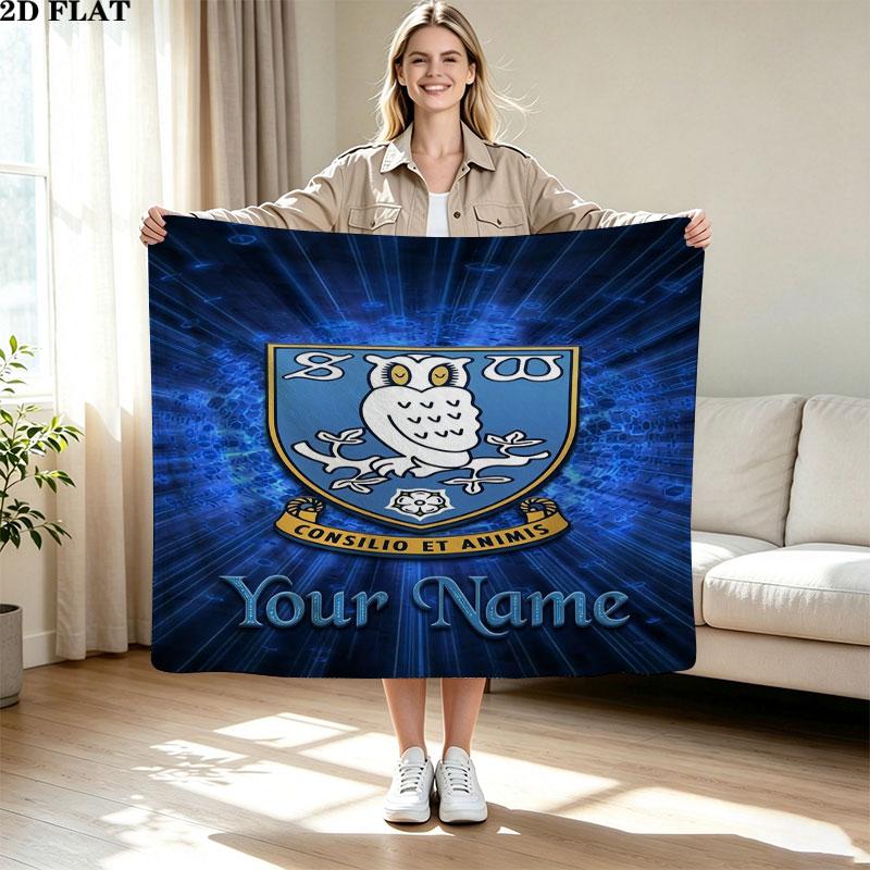 1PC Sheffield Wednesday Football Club Custom Name Patterned Flannel Blanket Suitable For All Seasons for Home Decor Warmth and Comfort Gifts Holiday P