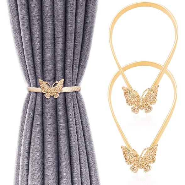 Curtain Tiebacks Aluminum Alloy Spring Design Curtain Ties Carving Design Curtain Holdback Curtain Holders for Drapes Thin or Thick Curtain Modern