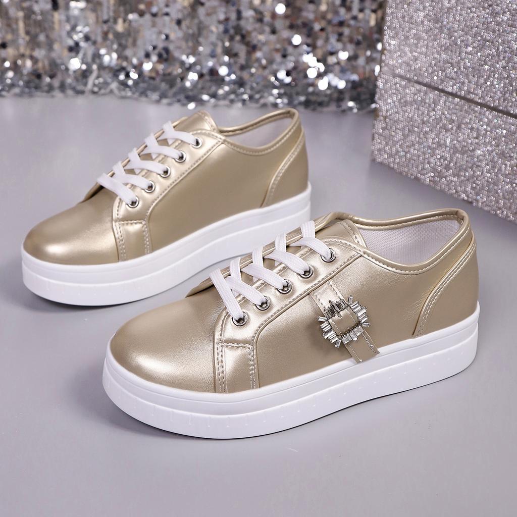 2025 autumn new leather sports shoes women's shoes casual soft sole round head shoes foreign trade walking shoes