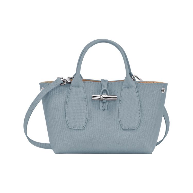 Longchamp Le Roseau 22 Bamboo Buckle Closure Large Cowhide Big Bag Shoulder Crossbody Handbag Small Women handbags Cloud-Blue 10095HPN627