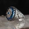 New Retro Handmade Turkish Rings for Men Vintage Double Swords Black Zircon Rings Punk  Trendy Islamic Religious Muslim