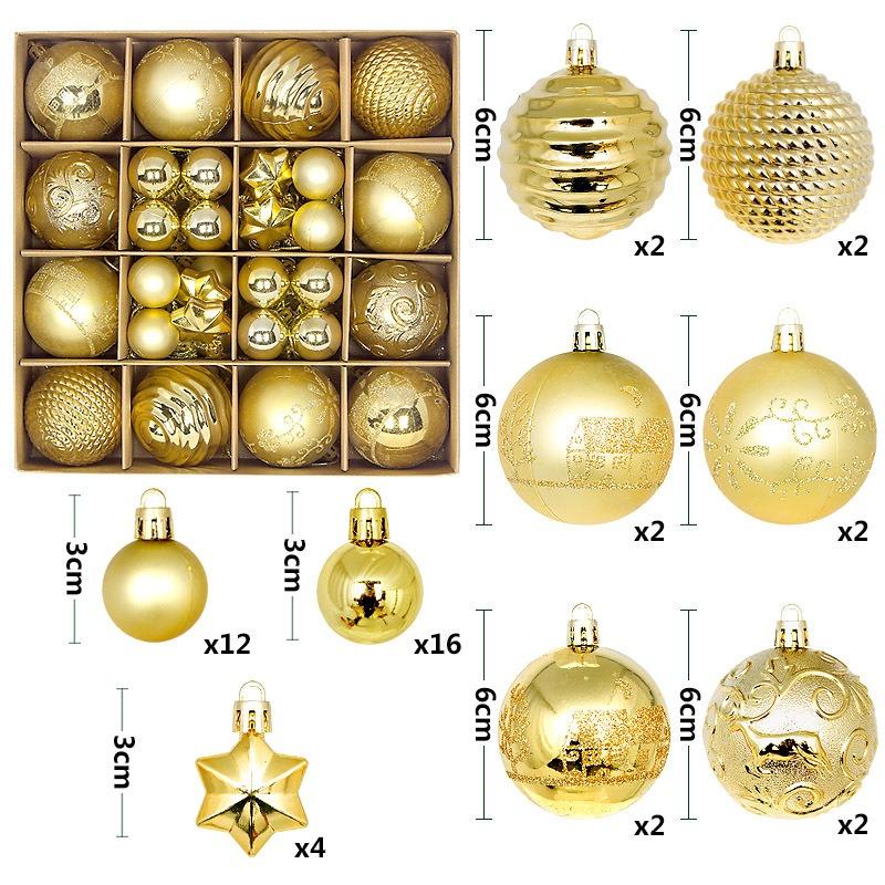 44Pcs 3/6CM Merry Christmas Decoration Ball Christmas Tree Topper Pendant for Home Decor New Year 2026 Navidad Gifts Supplies
