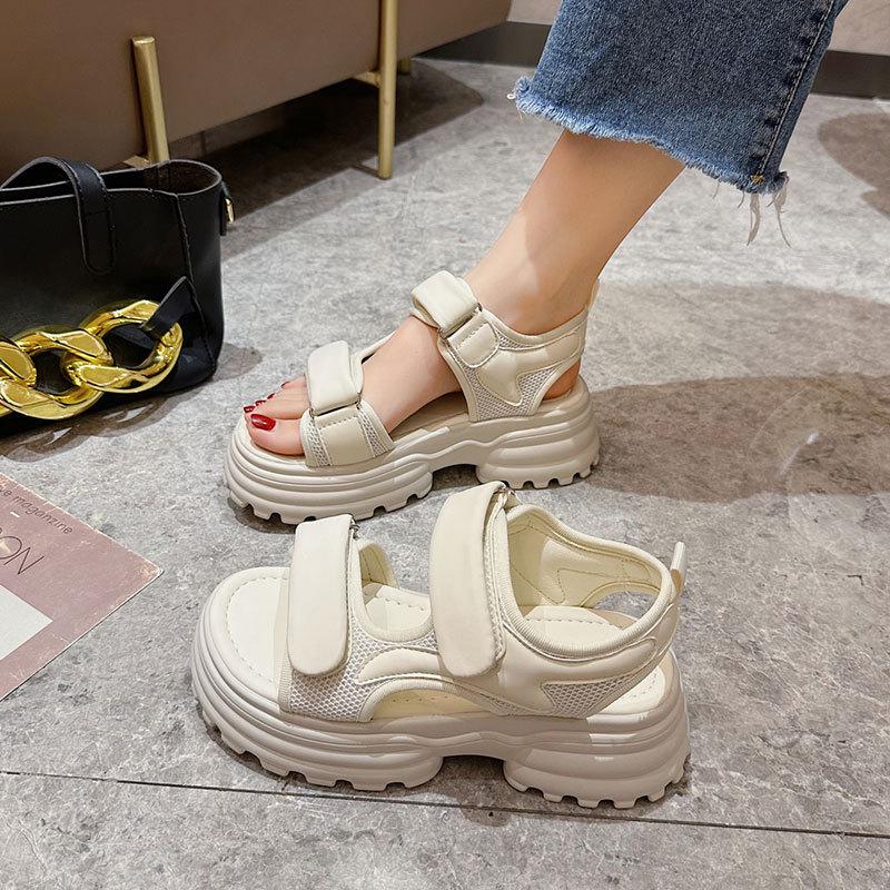Sports sandals women's summer new muffin platform Velcro casual versatile Roman beach shoes