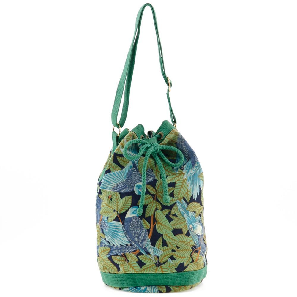 

HERMES One Belt Shoulder Bag Botanical Pattern Bird Pattern vintage Green cotton Women Used