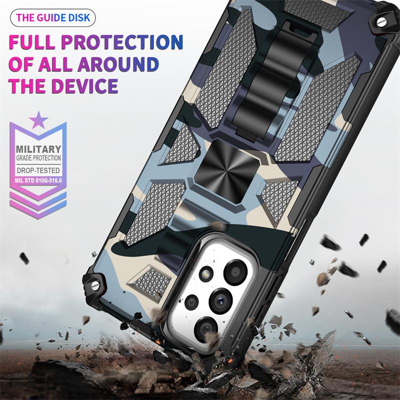 Suitable for Samsung A53 Camouflage Bayi Series Mobile Phone Cases S22 Ultra Magnetic Snap Bracket Anti Fall Protection Case