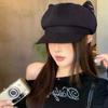 Japanese Style Cute Woolen Cat Ear Beret For Women Autumn And Winter Duckbill Octagonal Hat