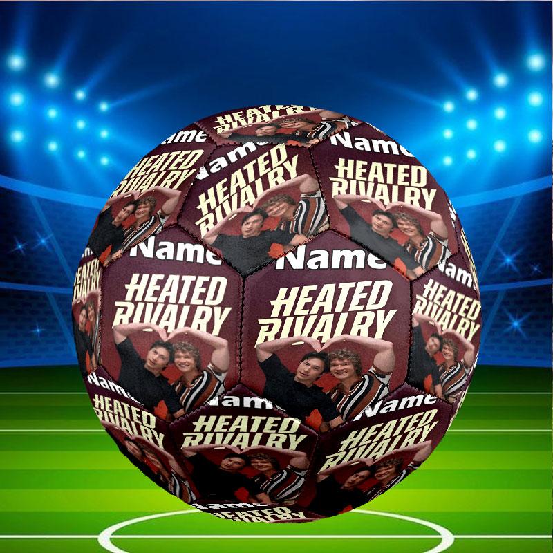 Custom Name Personalized Heated Rivalry Print Size 5 Soccer Ball Training & Match Football, for Team, Kicking, Gift for Football Enthusiasts