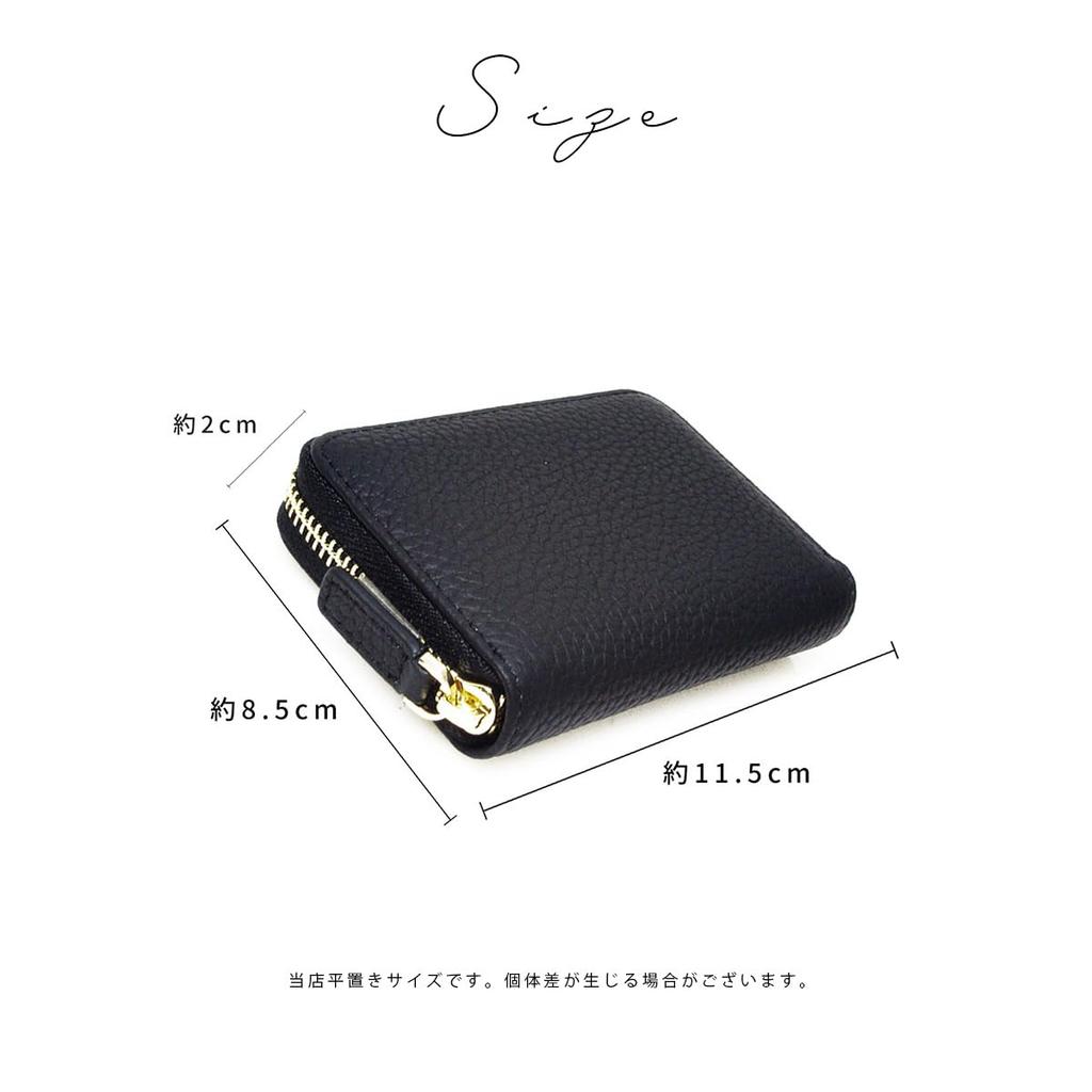 DIVA Rose Women's Bifold Wallet, Genuine Leather, Large Capacity, No Bill Folding, Accordion-Style Card Case, Box-Shaped Coin Purse (Navy)