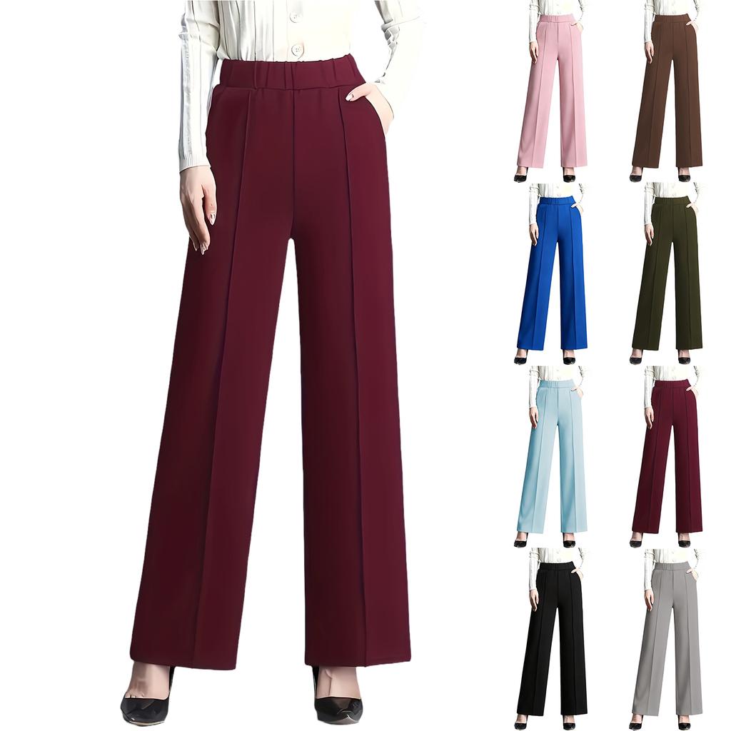 Women's High Waist Wide Leg Flowing Dress Pants with Slimming Fit for and Casual Wear