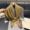 Simulation Silk Square Scarf Versatile Silk Scarf Printing High-End Decorative Shawl Scarf Tencel Cotton Gold Silk Four-Season Decoration