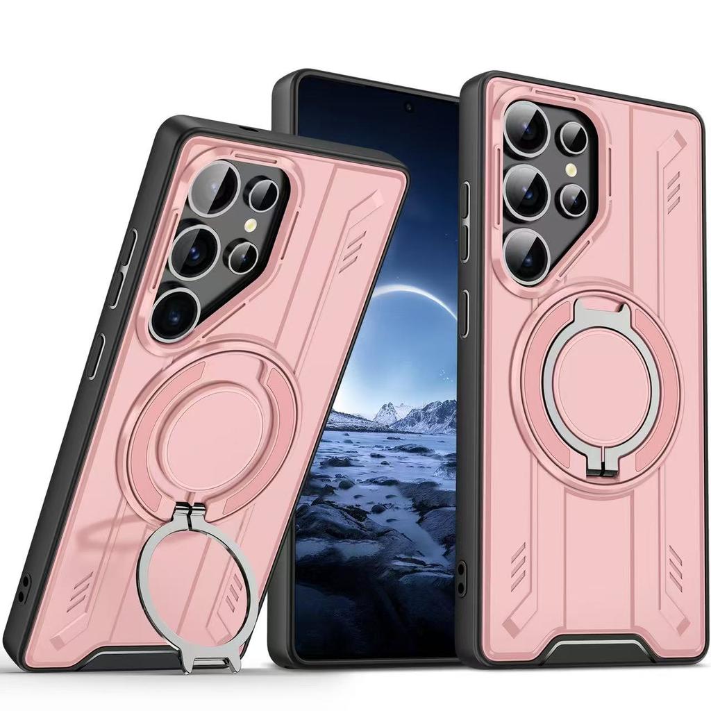 360° Metallringständer Magnetische Hülle für Samsung Galaxy S25 S24 S23 S22 Ultra Plus Magsafe Kabelloses Laden Armor Stoßfeste Hülle