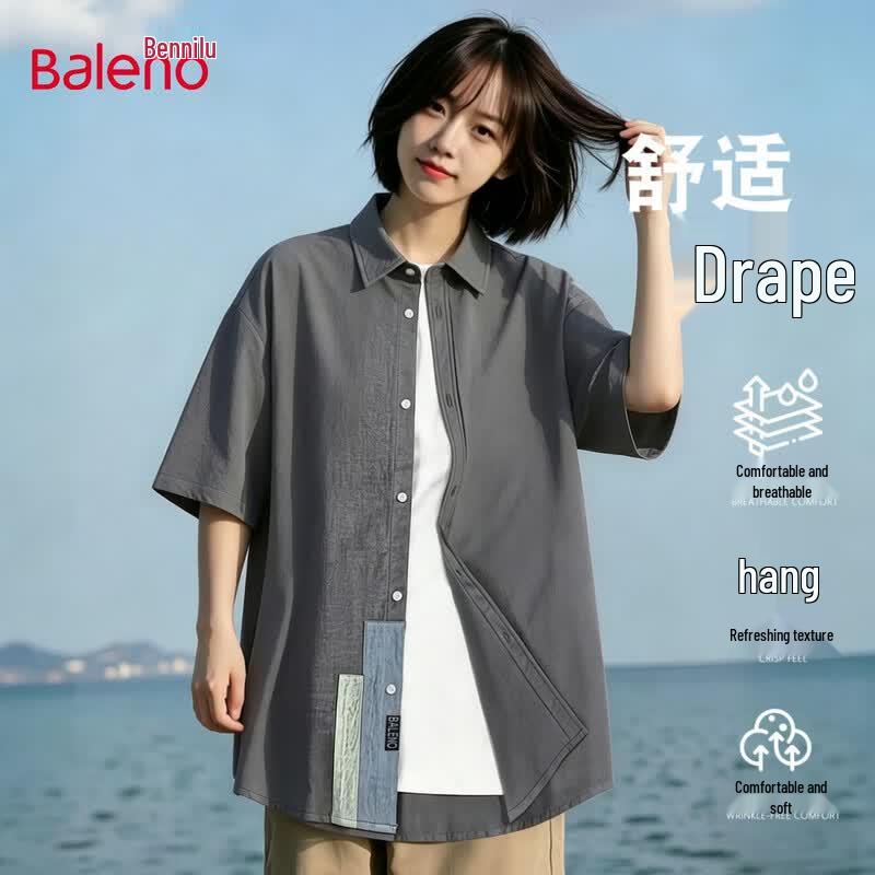 Baleno Men s Retro Color-block Short-Sleeve Casual Shirt M