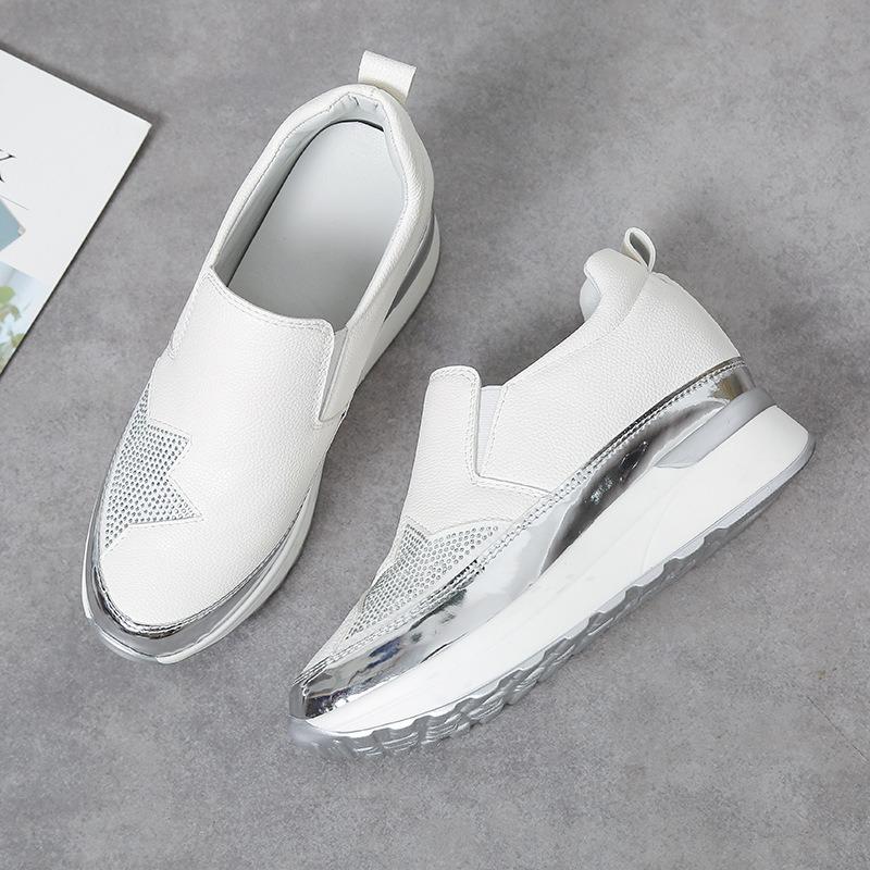 Spring and autumn muffin bottom fashion casual loafer single shoes women's rhinestone platform lazy sneakers