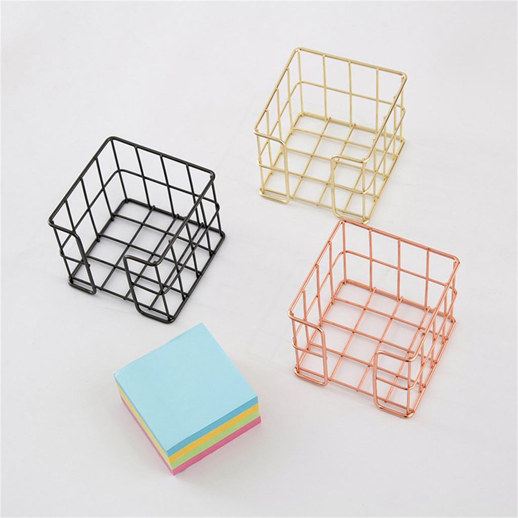 Iron Wire Note Block Holder Desk Notepads Holder Storage Box Memo Pad Holder Metal Mesh Note Box For Office 27x95x80mm