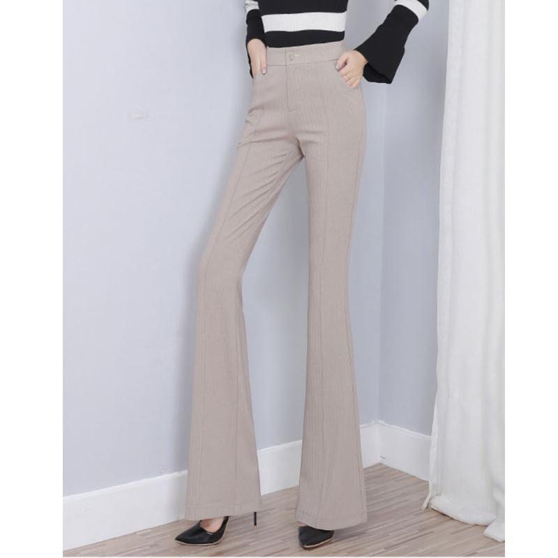 OL Office Workwear Summer High Waist Women's Wide Leg Capris Suit Pants for Women Skinny Flare Pants Woman Trousers Black
