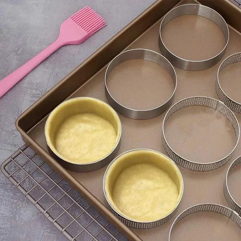 5-10cm Round Stainless Steel Tart Ring Heat-Resistant Perforated Molds DIY Fruit Pie Tartlet Doughnut Mold Kitchen Cake Tools
