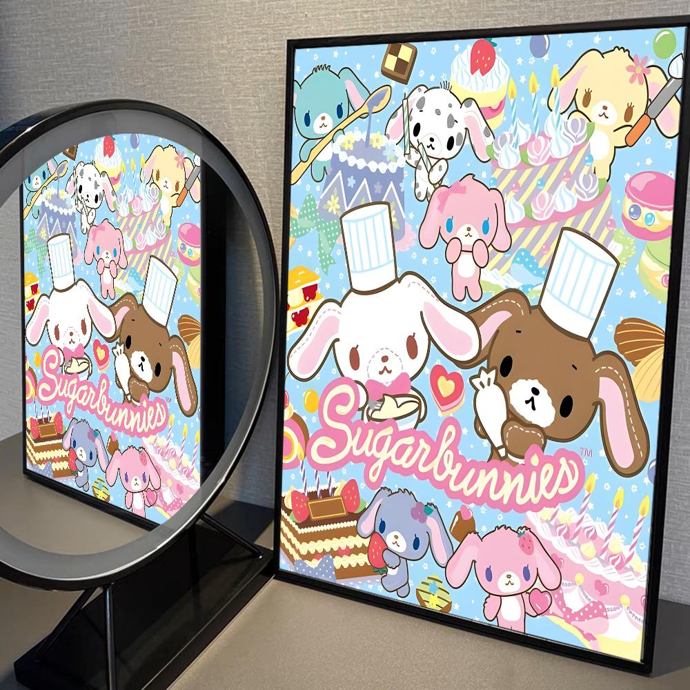 S_sugarbunnies Anime Kawaii Anime Poster Fancy Wall Sticker for Living Room Bar Art Wall Stickers Study Home Living Decoration